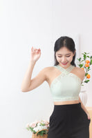 Pixie Eyelet Lace Halter Top in Light Mint #MadeByKEI
