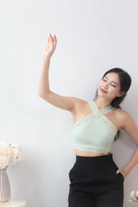 Pixie Eyelet Lace Halter Top in Light Mint #MadeByKEI