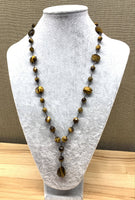 Faceted Yellow Tiger Eyes Y-Drop Necklace
