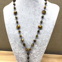 Faceted Yellow Tiger Eyes Y-Drop Necklace