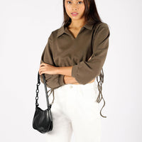 LIDIYA CROPPED LONG SLEEVE TOP (ARMY GREEN)