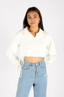 LIDIYA CROPPED LONG SLEEVE TOP (WHITE)
