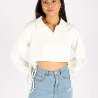 LIDIYA CROPPED LONG SLEEVE TOP (WHITE)