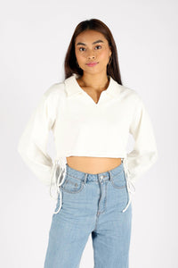 LIDIYA CROPPED LONG SLEEVE TOP (WHITE)