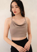 Luna Cross Back Cowl Neck Top In Copper Brown #6stylexclusive
