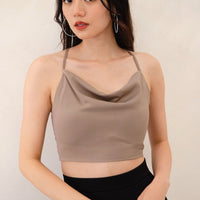 Luna Cross Back Cowl Neck Top In Copper Brown #6stylexclusive