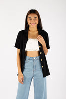 MELANIE BUTTONED TOP (BLACK)
