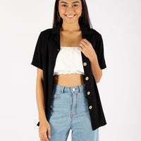 MELANIE BUTTONED TOP (BLACK)