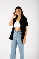 MELANIE BUTTONED TOP (BLACK)
