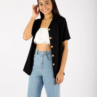 MELANIE BUTTONED TOP (BLACK)