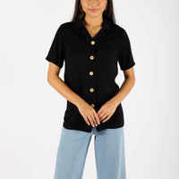 MELANIE BUTTONED TOP (BLACK)