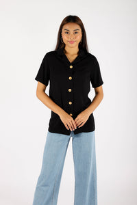 MELANIE BUTTONED TOP (BLACK)