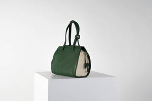 Vecto Gusset Bag in Emerald with Cream Gusset
