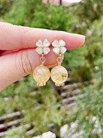 Floral Christmas Collection II - Ombre Dainty Rose Gold Bracelet / Gold Earrings Set
