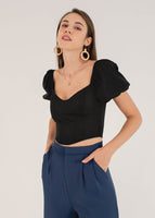 Noelle Corset Puffy Sleeves Top In Black #6stylexclusive
