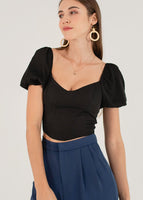 Noelle Corset Puffy Sleeves Top In Black #6stylexclusive
