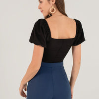 Noelle Corset Puffy Sleeves Top In Black #6stylexclusive