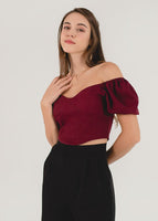 Noelle Corset Puffy Sleeves Top In Wine Red #6stylexclusive
