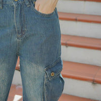Victoria stonewash denim barrel jeans