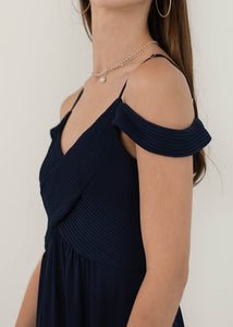 One Romance Pleated Maxi Dress In Navy #6stylexclusive