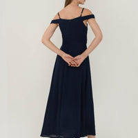 One Romance Pleated Maxi Dress In Navy #6stylexclusive