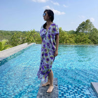 Soft Lilac Floral Kaftan Long Dress - SOLD OUT