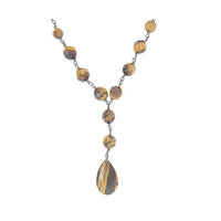Faceted Yellow Tiger Eyes Y-Drop Necklace