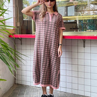 NONA Retro Knit Dress Short Sleeve Tea Rose