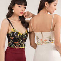 Prosperous Floral Embroidered Padded Top In White #6stylexclusive