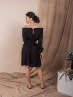 women rayon cold shoulder mini kaftan dress black | whispers & anarchy
