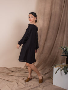 women rayon cold shoulder mini kaftan dress black | whispers & anarchy