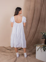 women cotton puff sleeve tiered volume dress white | whispers & anarchy
