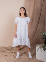women cotton puff sleeve tiered volume dress white | whispers & anarchy

