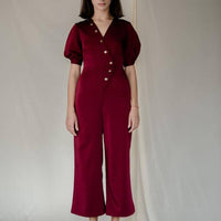 Stud Jumpsuit in Red