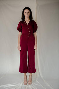 Stud Jumpsuit in Red