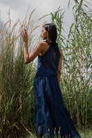 women cotton halter neck maxi dress, navy | whispers & anarchy
