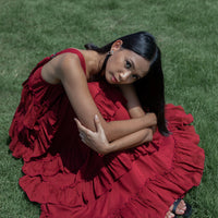 the ruffles midi dress - blood red