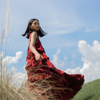 the ruffles midi dress - blood red