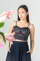 YOMI EMBROIDERED CAMISOLE TOP (NAVY)
