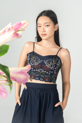 YOMI EMBROIDERED CAMISOLE TOP (NAVY)